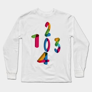 colorful math number 0 4 Long Sleeve T-Shirt